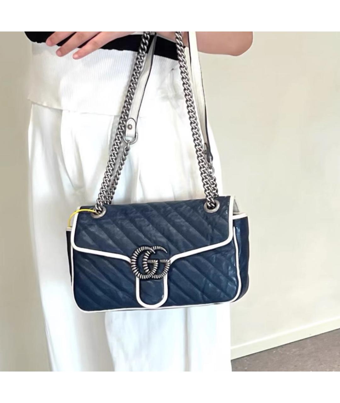 GUCCI Темно-синяя кожаная сумка через плечо, фото 7