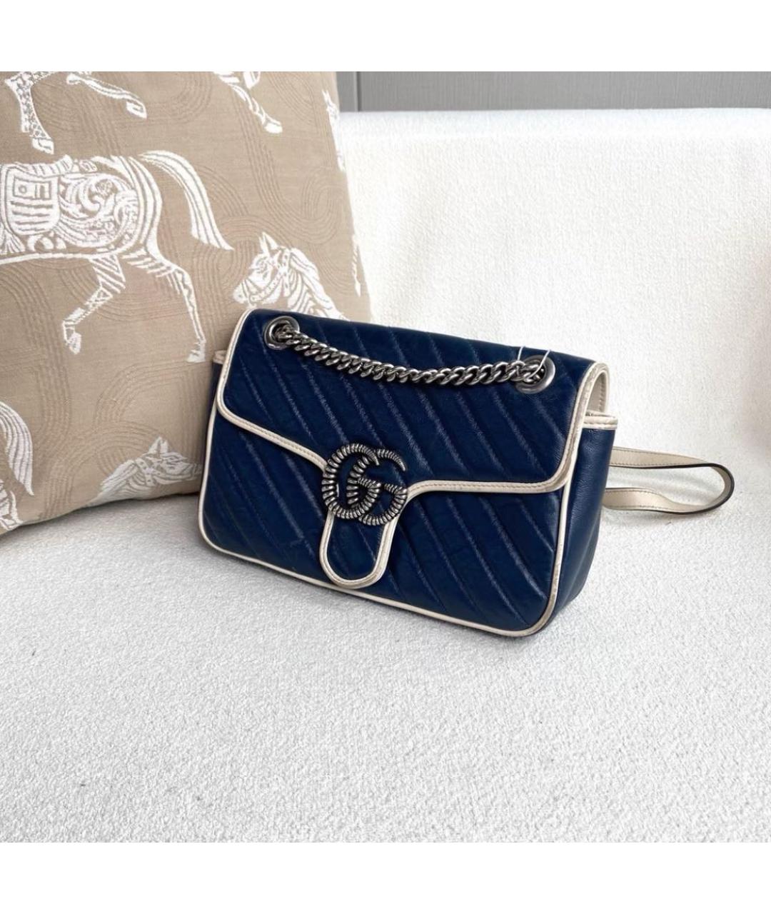 GUCCI Темно-синяя кожаная сумка через плечо, фото 4