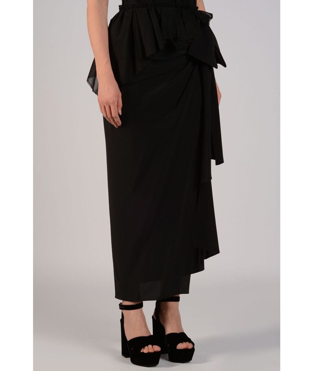 SAINT LAURENT Черная шелковая юбка макси, фото 2