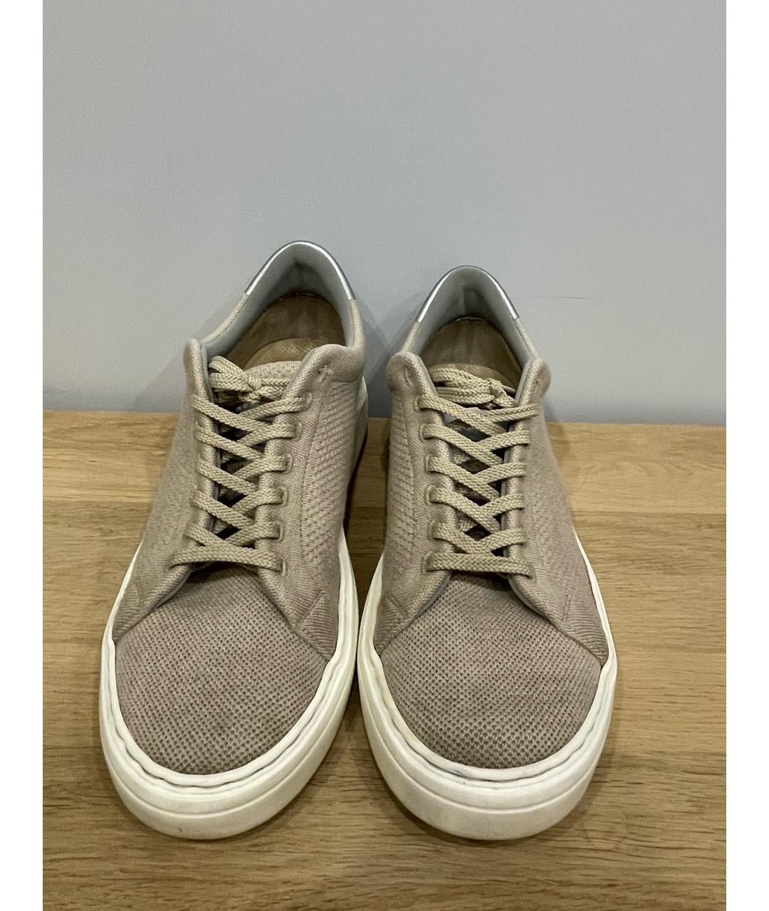 BRUNELLO CUCINELLI Бежевые текстильные низкие кроссовки / кеды, фото 3