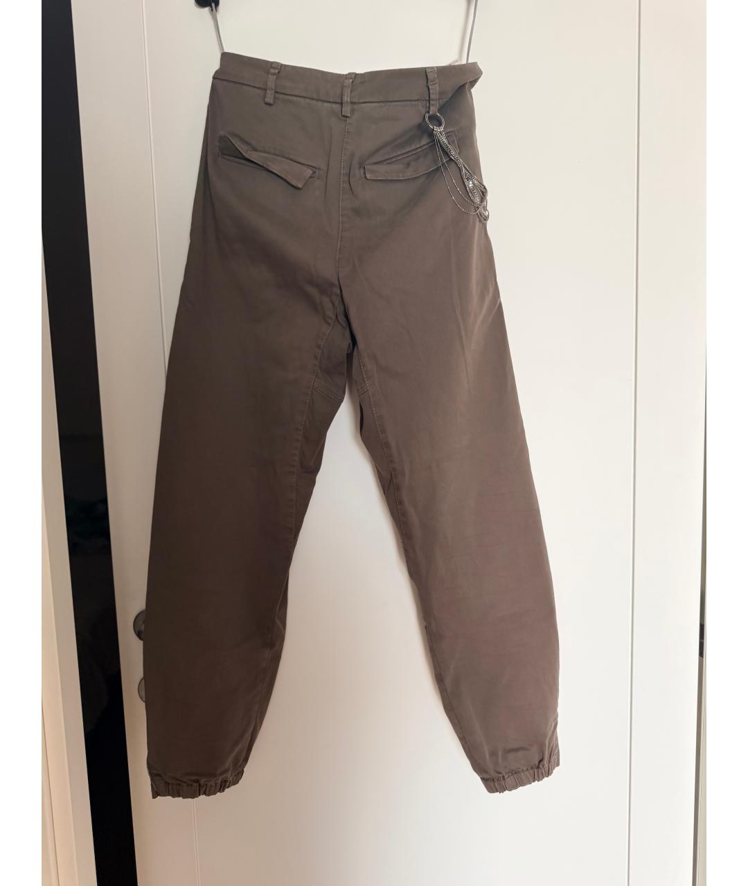 BRUNELLO CUCINELLI Хаки хлопковые брюки широкие, фото 2