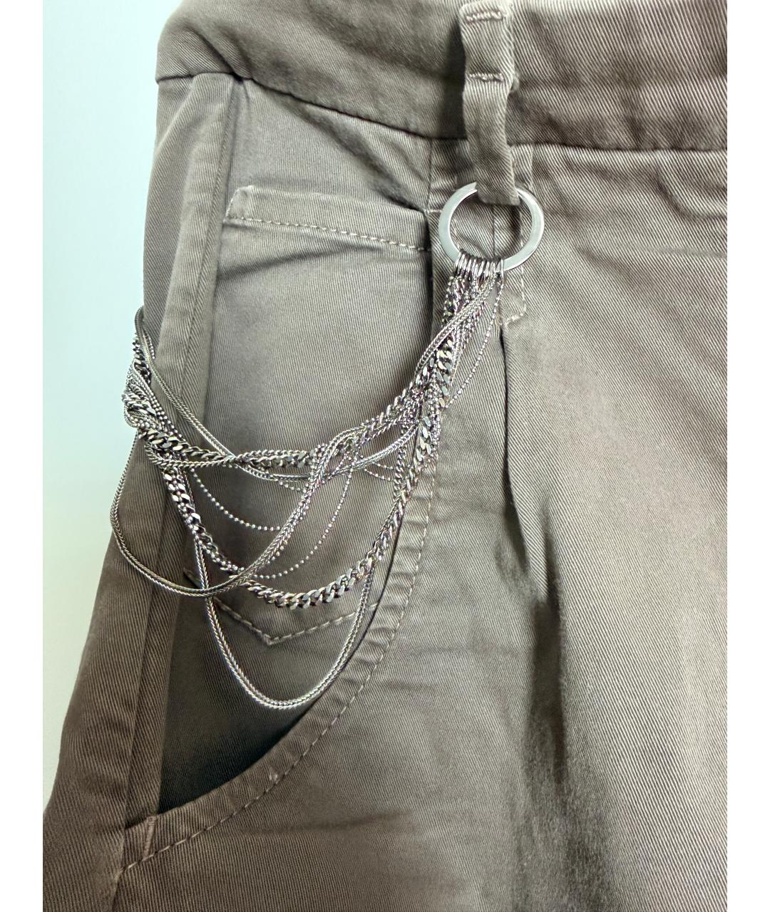 BRUNELLO CUCINELLI Хаки хлопковые брюки широкие, фото 3