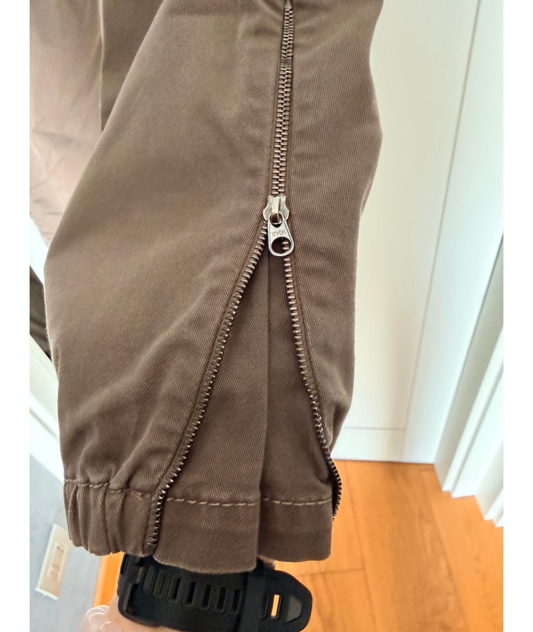 BRUNELLO CUCINELLI Хаки хлопковые брюки широкие, фото 4