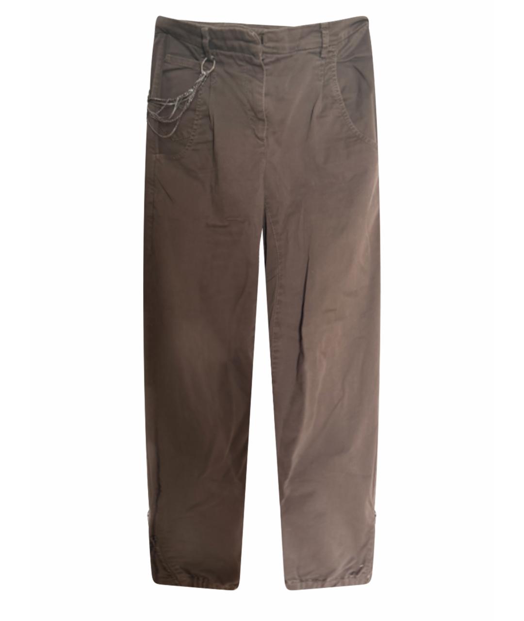 BRUNELLO CUCINELLI Хаки хлопковые брюки широкие, фото 1