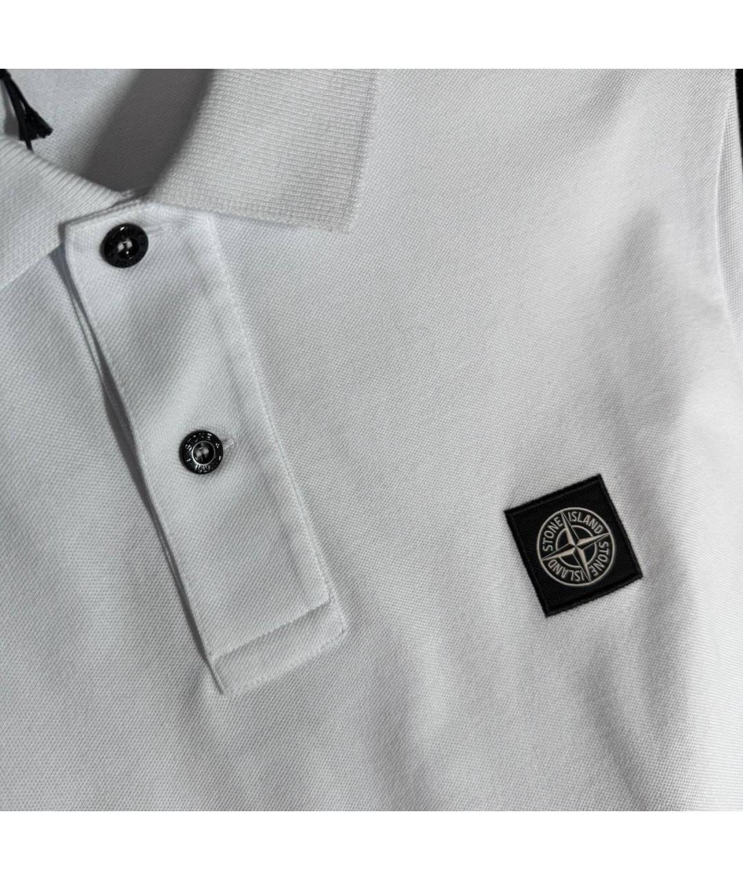 STONE ISLAND Белое хлопковое поло с коротким рукавом, фото 4