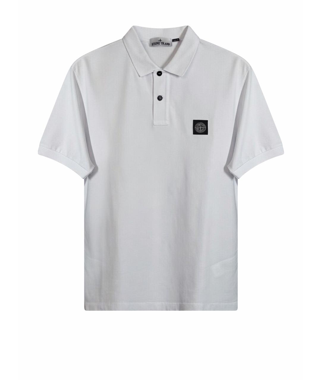 STONE ISLAND Белое хлопковое поло с коротким рукавом, фото 1
