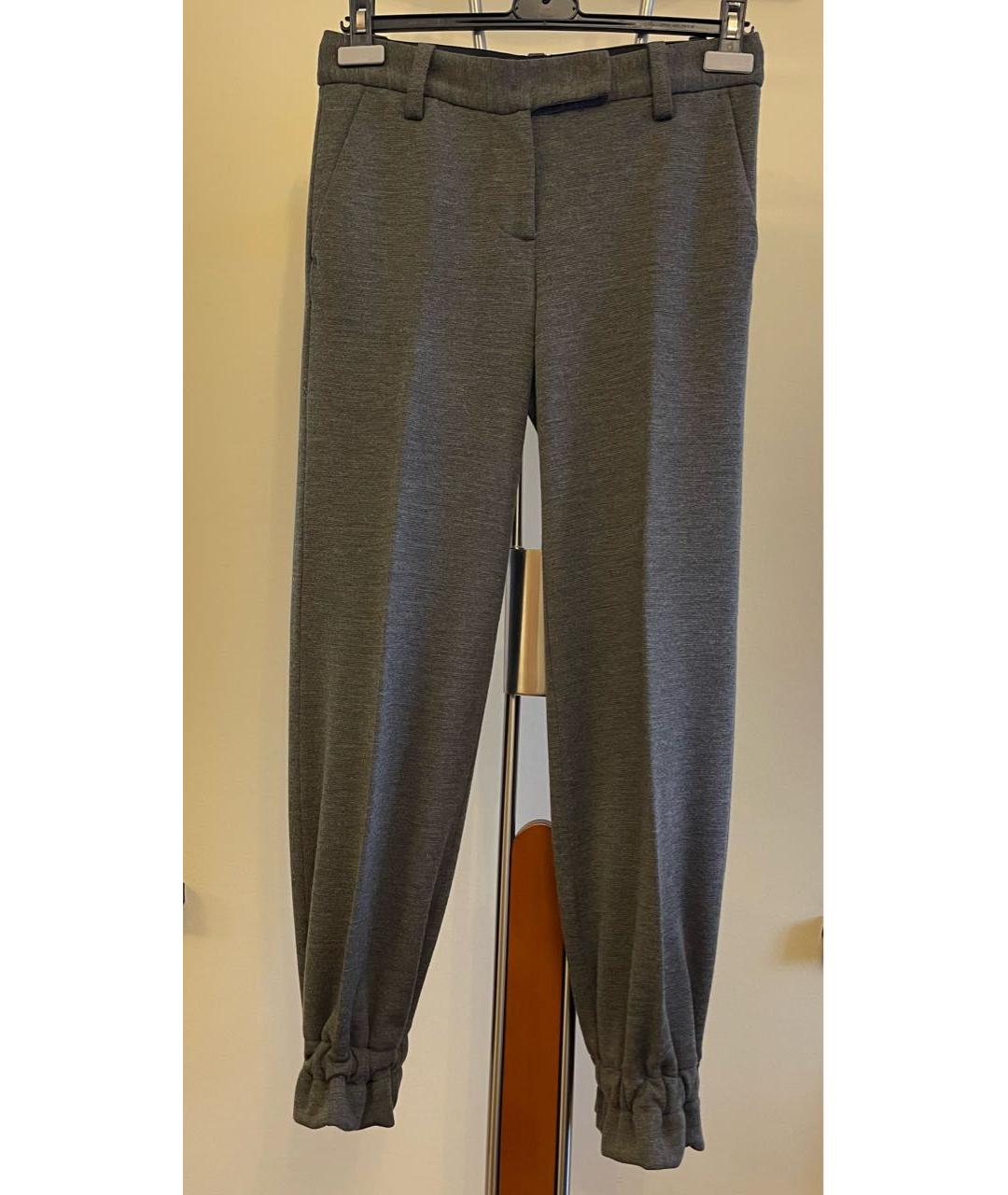 TORY BURCH Серые шерстяные брюки широкие, фото 8