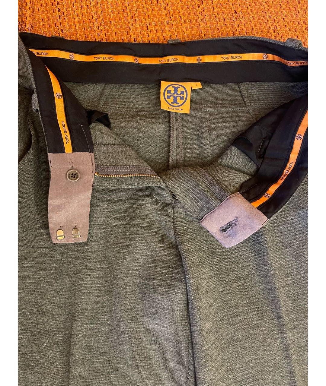 TORY BURCH Серые шерстяные брюки широкие, фото 3