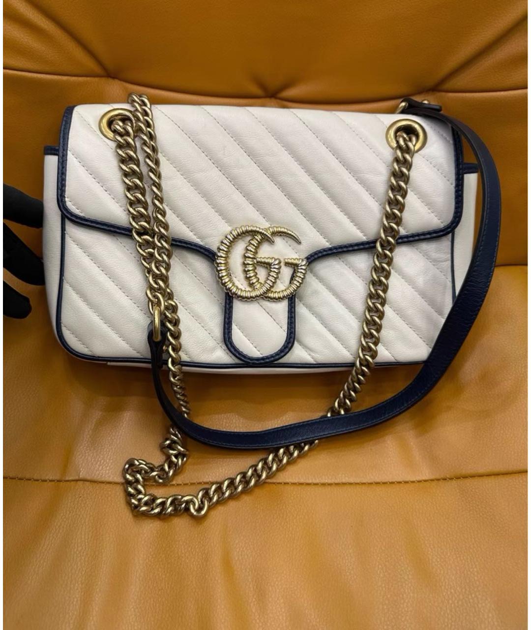 GUCCI Белая кожаная сумка через плечо, фото 2