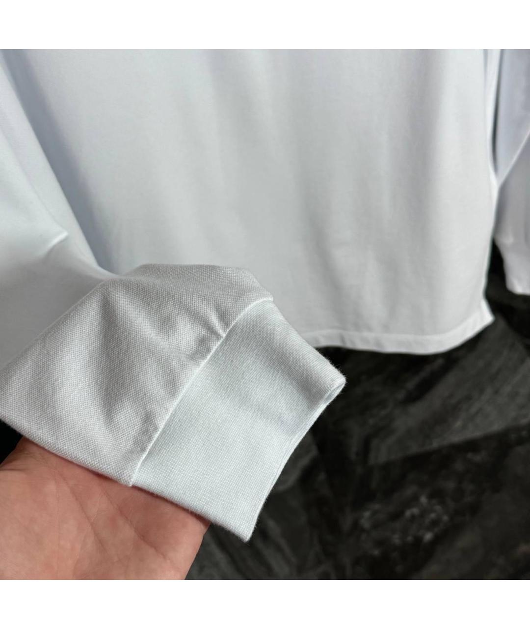 STONE ISLAND Белое хлопковое поло с длинным рукавом, фото 2