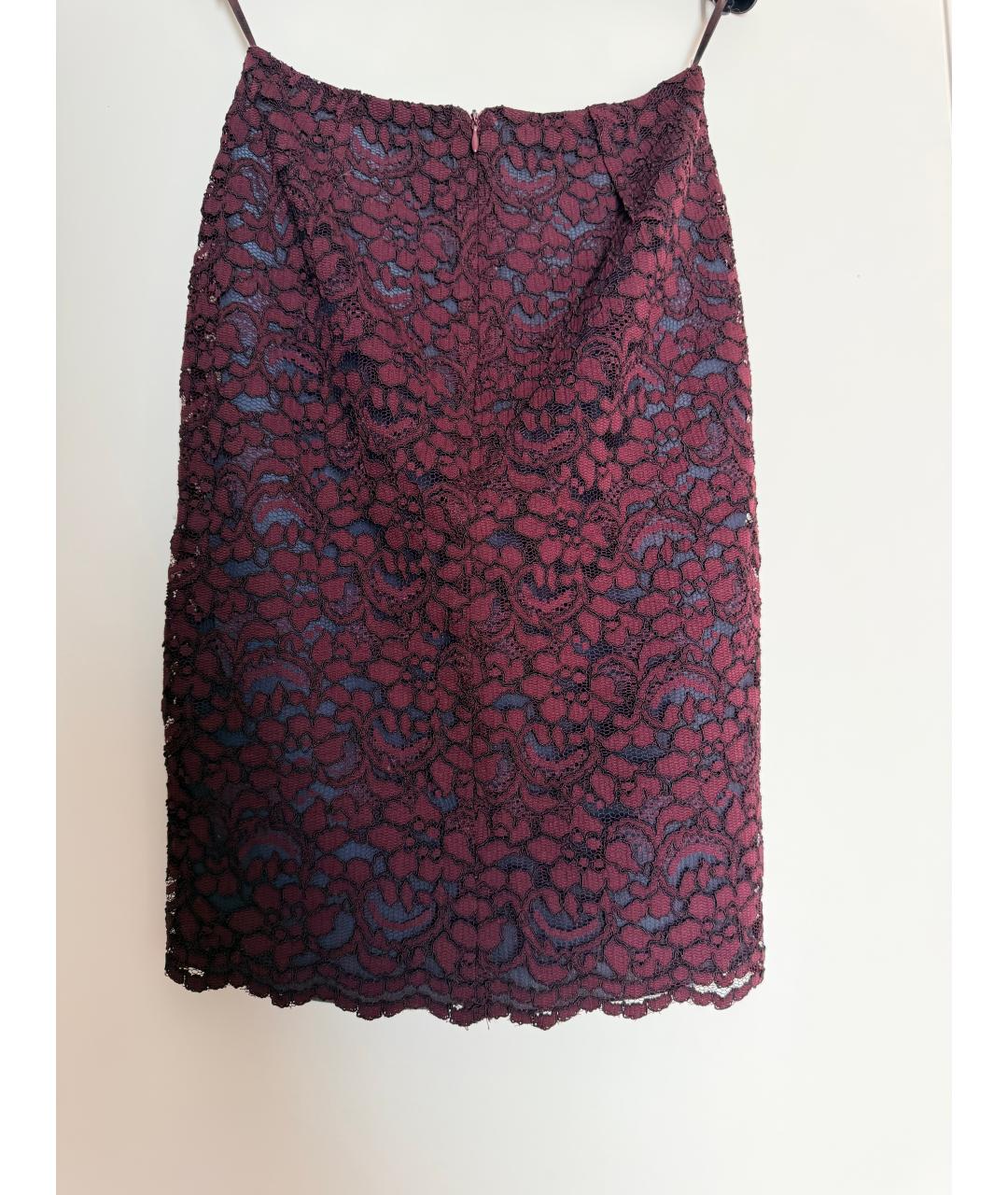 JO NO FUI Бордовая кружевная юбка мини, фото 5
