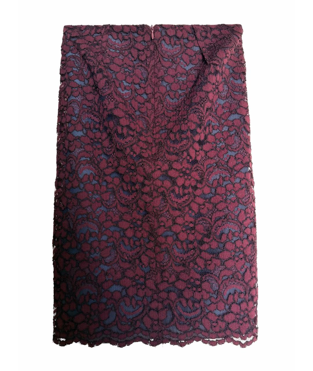 JO NO FUI Бордовая кружевная юбка мини, фото 1