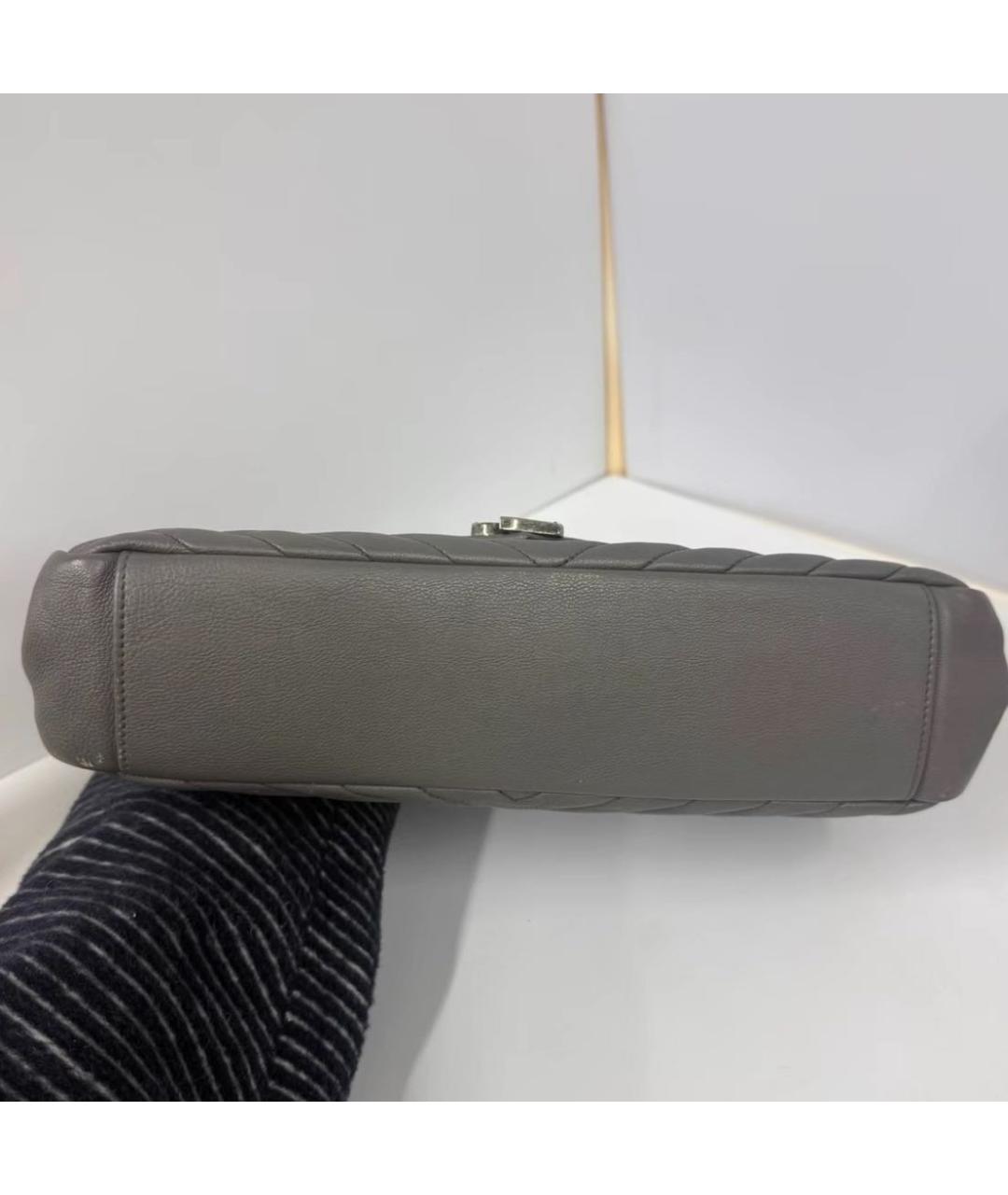 SAINT LAURENT Хаки кожаная сумка с короткими ручками, фото 4