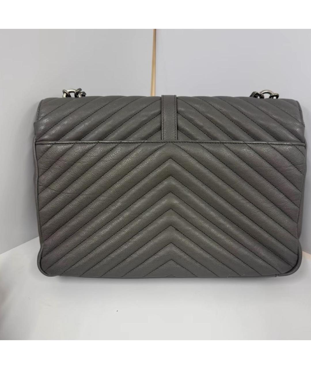 SAINT LAURENT Хаки кожаная сумка с короткими ручками, фото 3