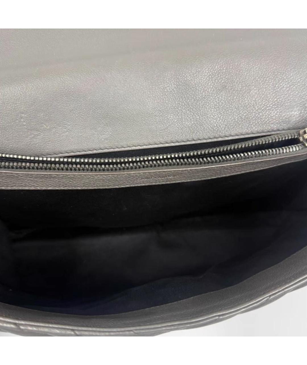 SAINT LAURENT Хаки кожаная сумка с короткими ручками, фото 6