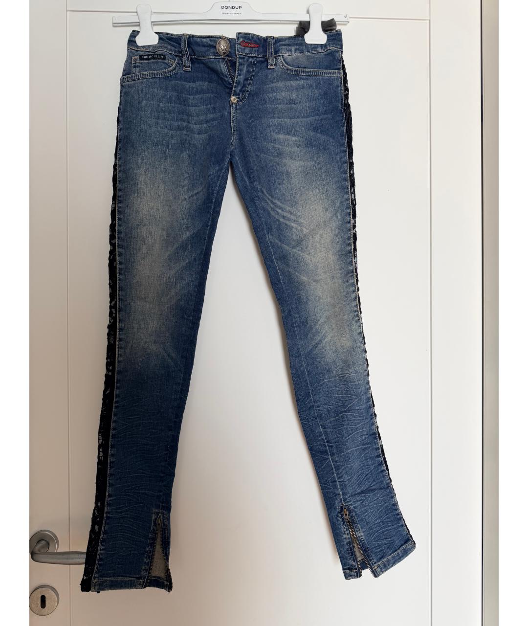 PHILIPP PLEIN Синие хлопковые джинсы слим, фото 7