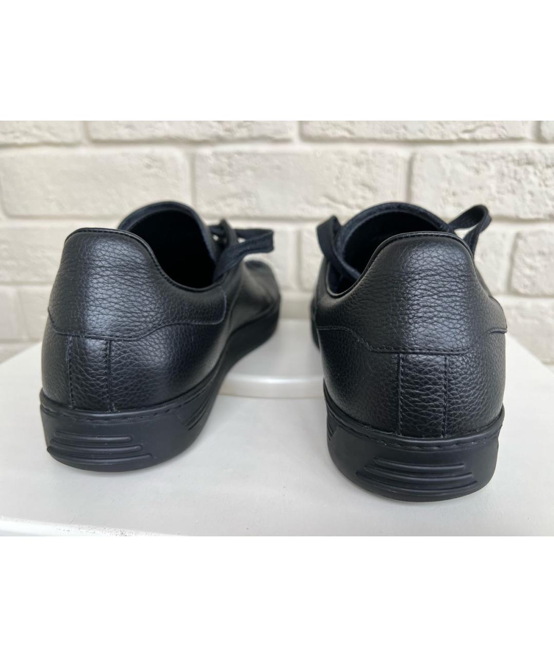 TOM FORD Черные кожаные низкие кроссовки / кеды, фото 3