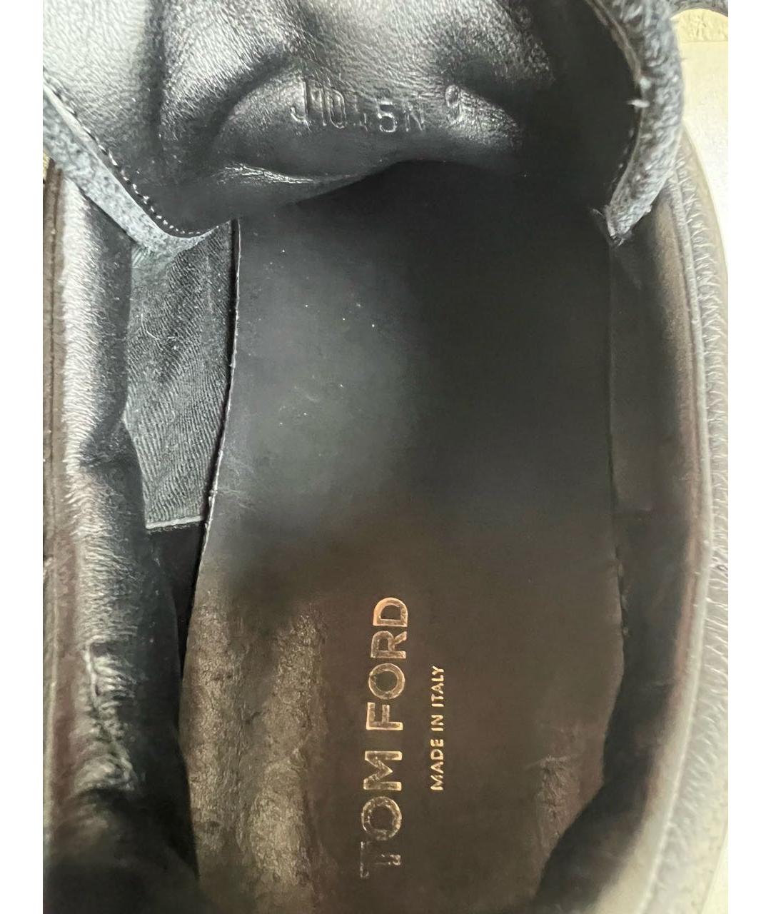 TOM FORD Черные кожаные низкие кроссовки / кеды, фото 5