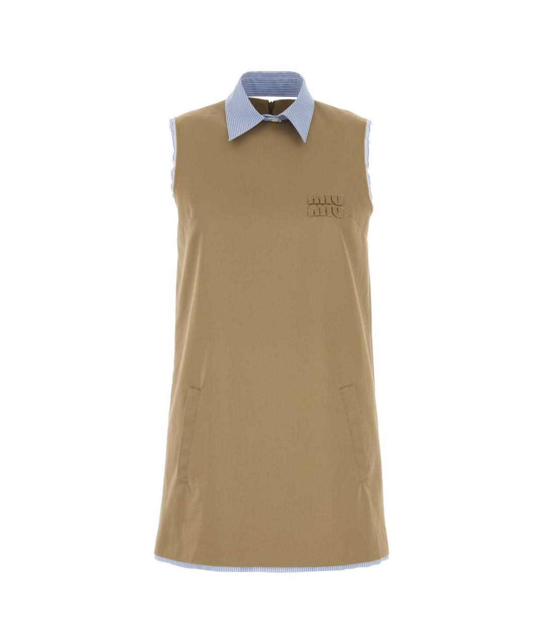 MIU MIU Бежевое хлопковое повседневное платье, фото 1