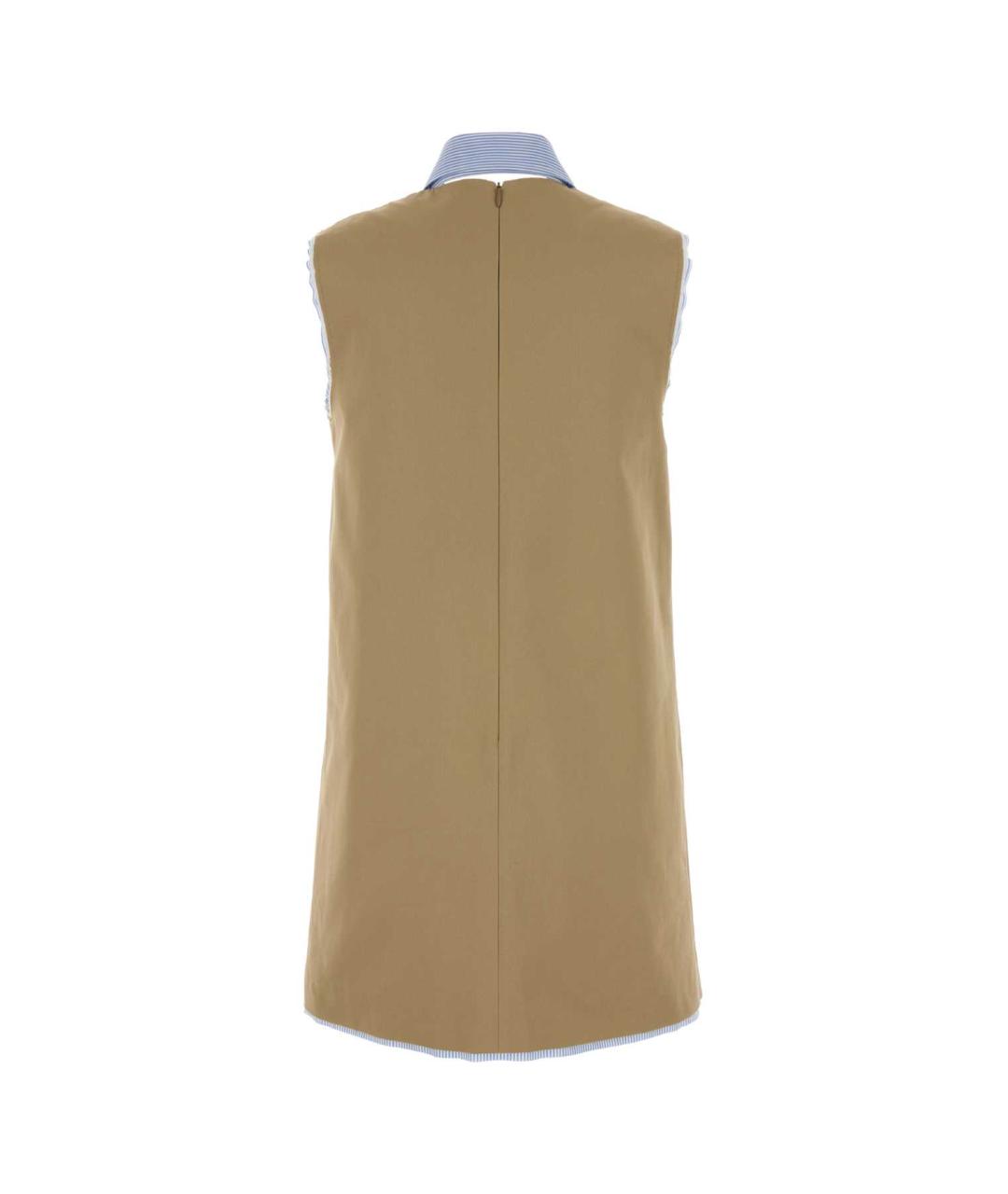 MIU MIU Бежевое хлопковое повседневное платье, фото 2