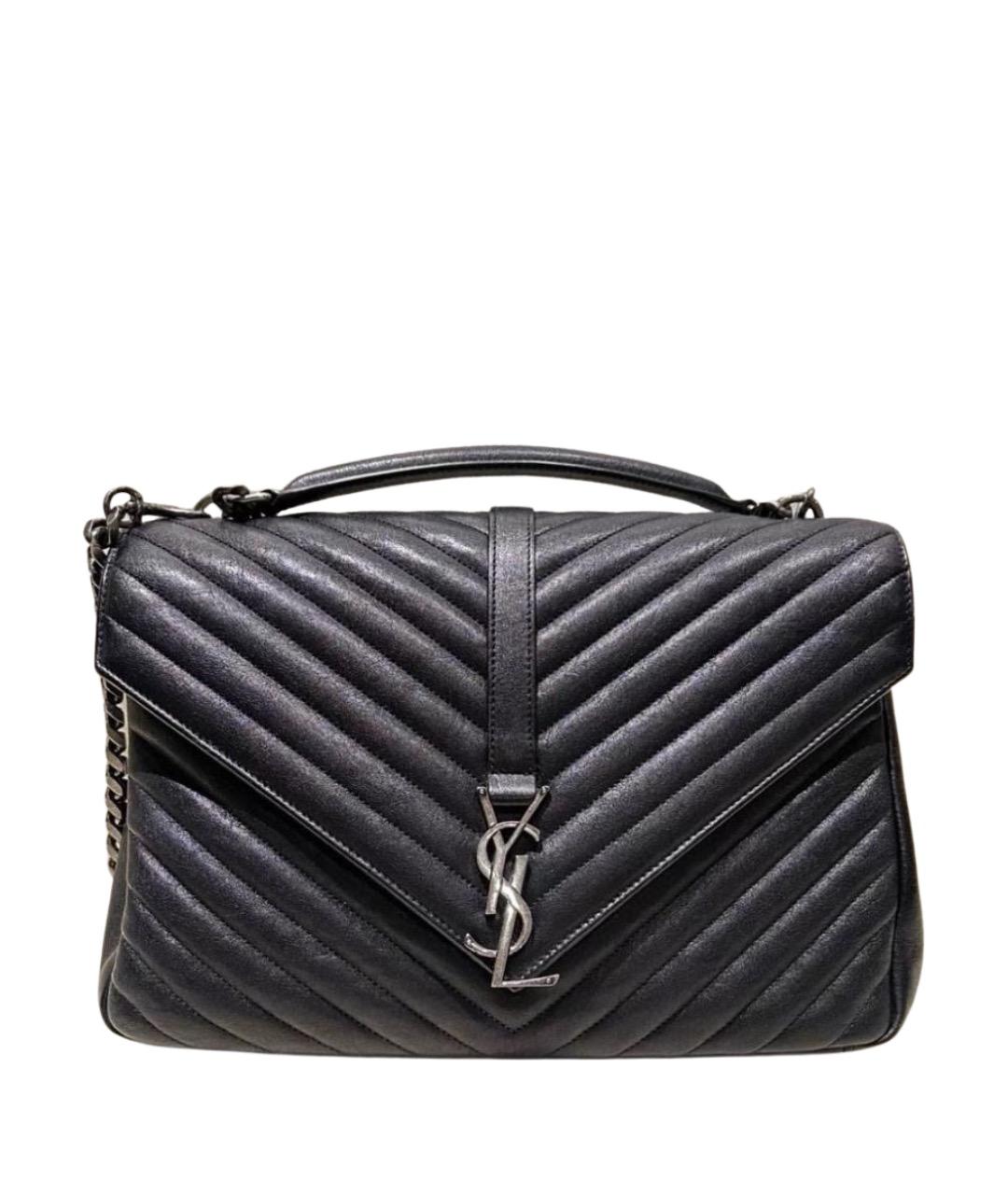SAINT LAURENT Черная кожаная сумка с короткими ручками, фото 1