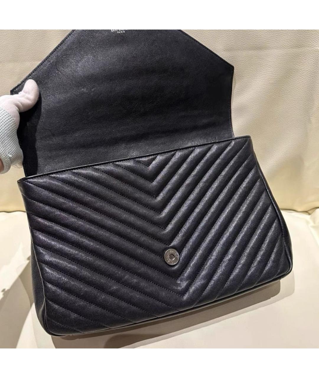 SAINT LAURENT Черная кожаная сумка с короткими ручками, фото 6