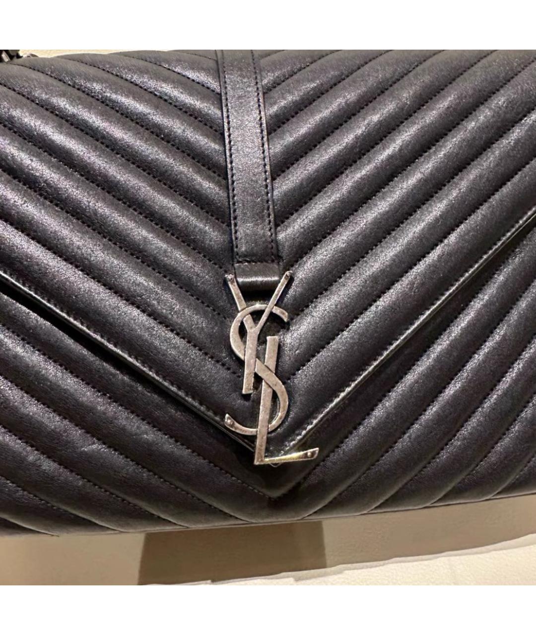 SAINT LAURENT Черная кожаная сумка с короткими ручками, фото 5