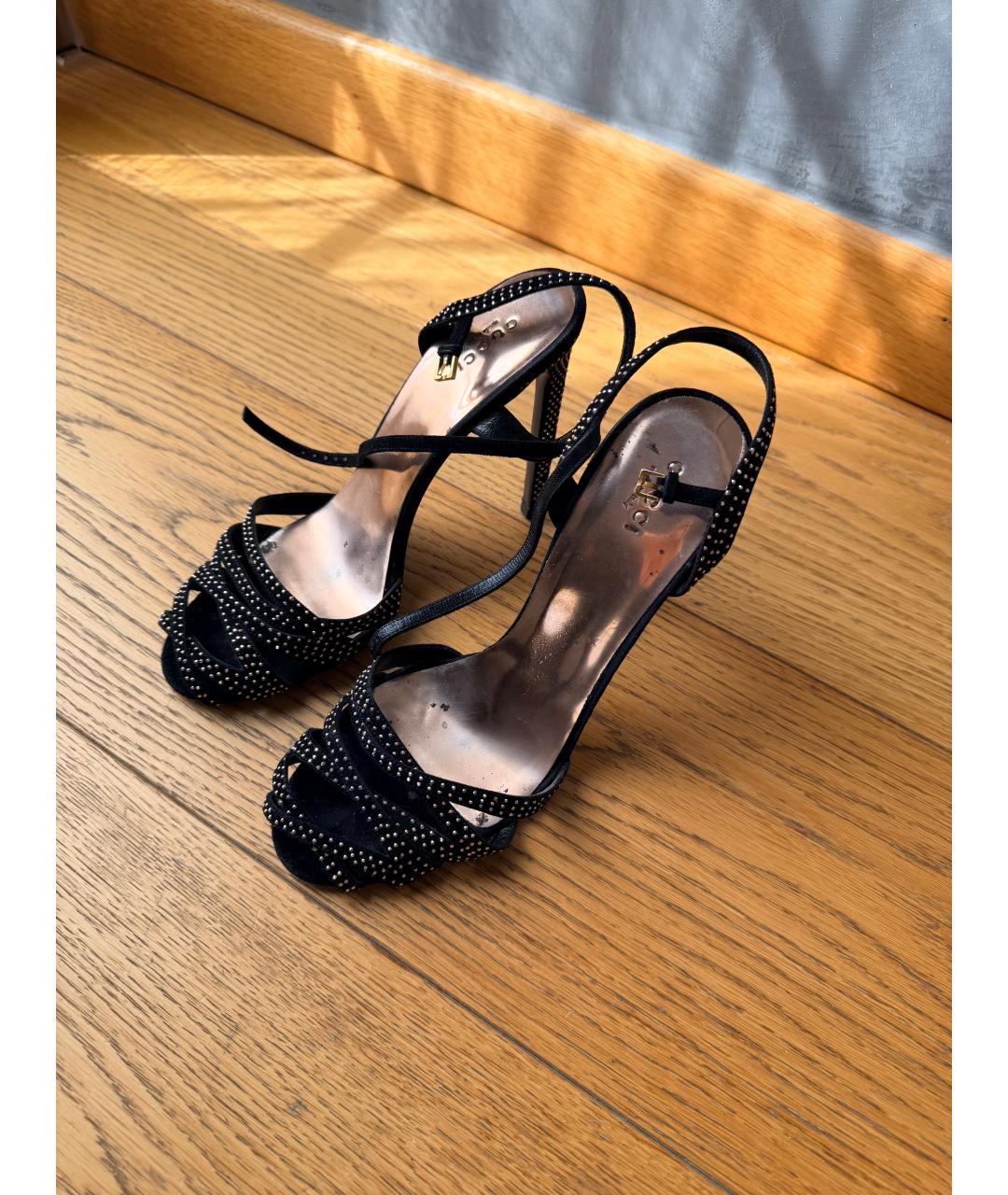 GUCCI Черные замшевые босоножки, фото 2