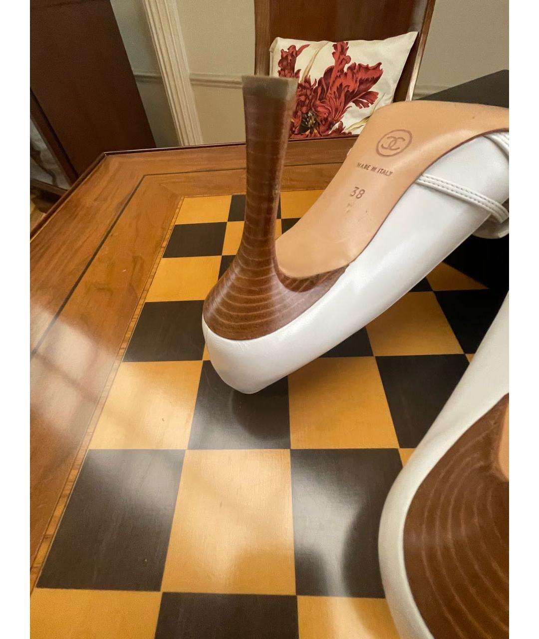 CHANEL Белые кожаные туфли, фото 5