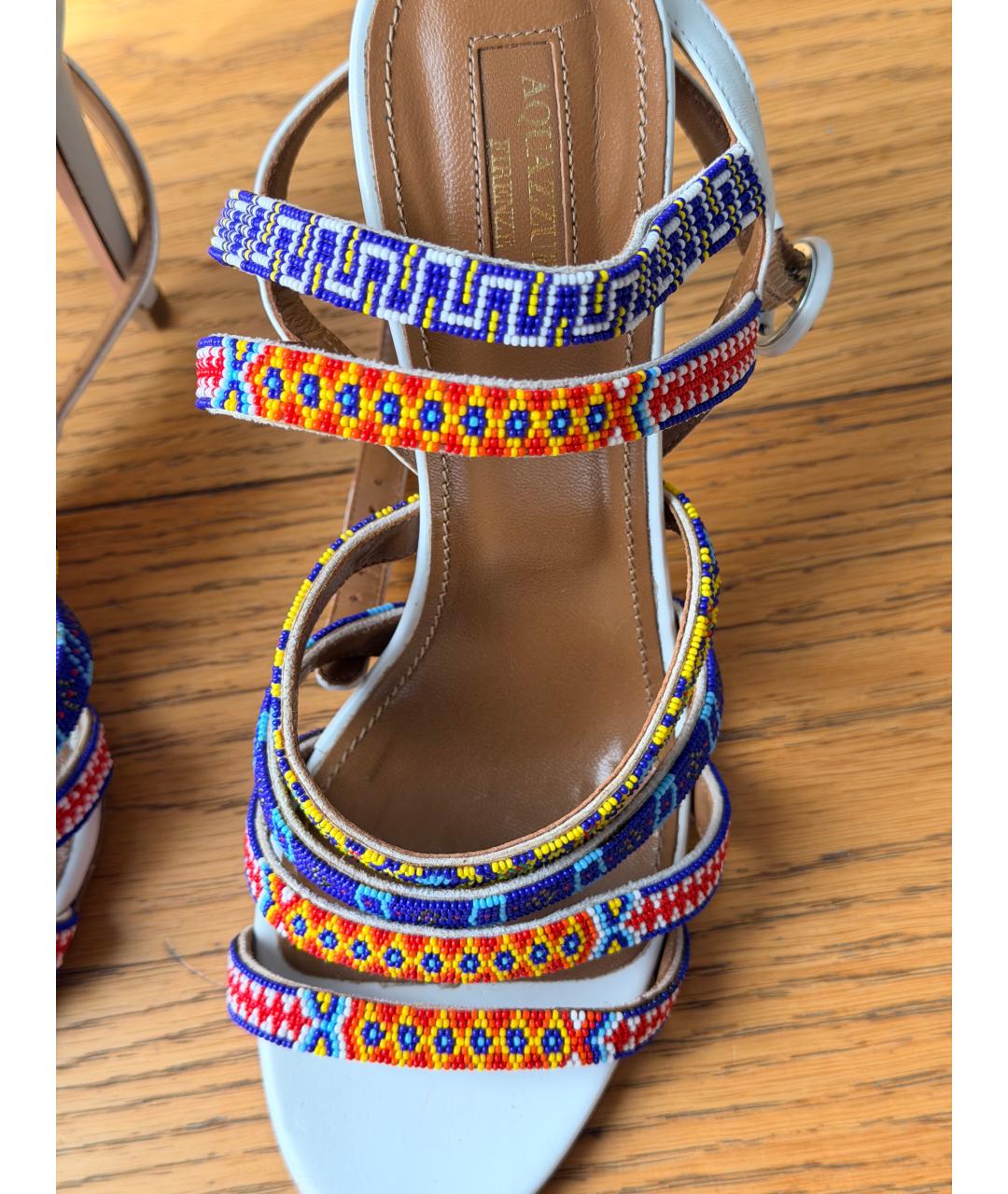 AQUAZZURA Мульти кожаные босоножки, фото 4