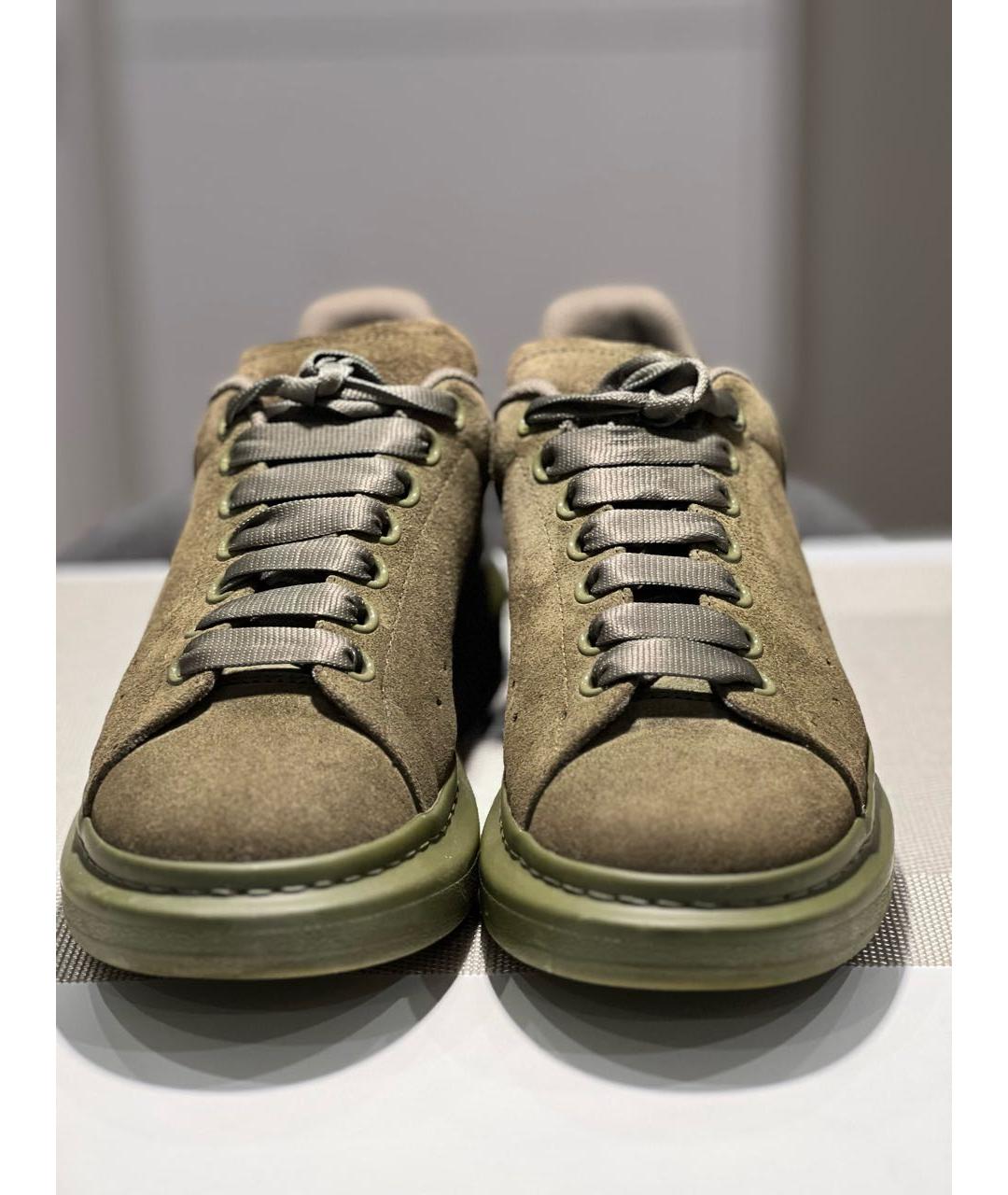 ALEXANDER MCQUEEN Зеленые замшевые низкие кроссовки / кеды, фото 2