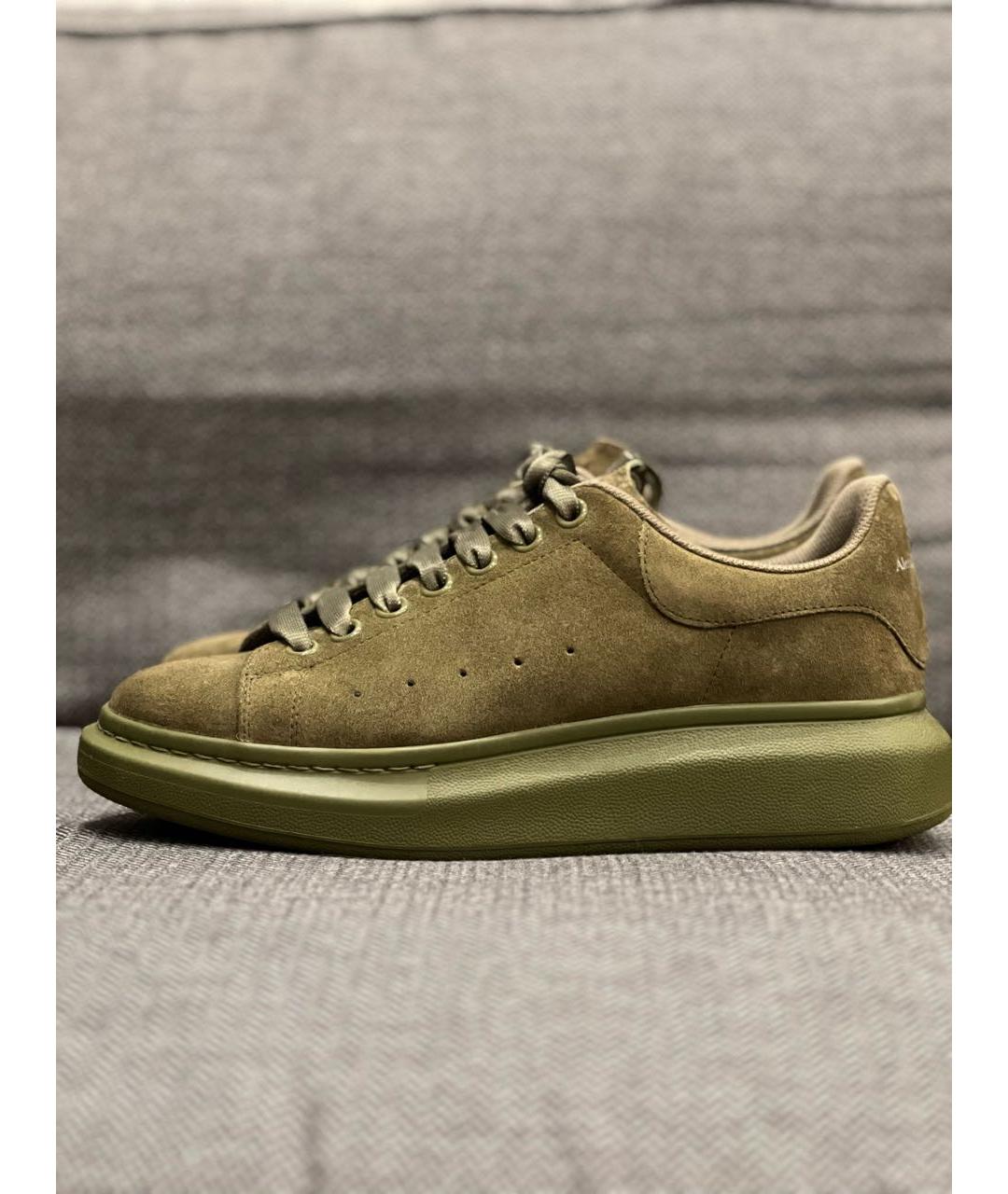 ALEXANDER MCQUEEN Зеленые замшевые низкие кроссовки / кеды, фото 5