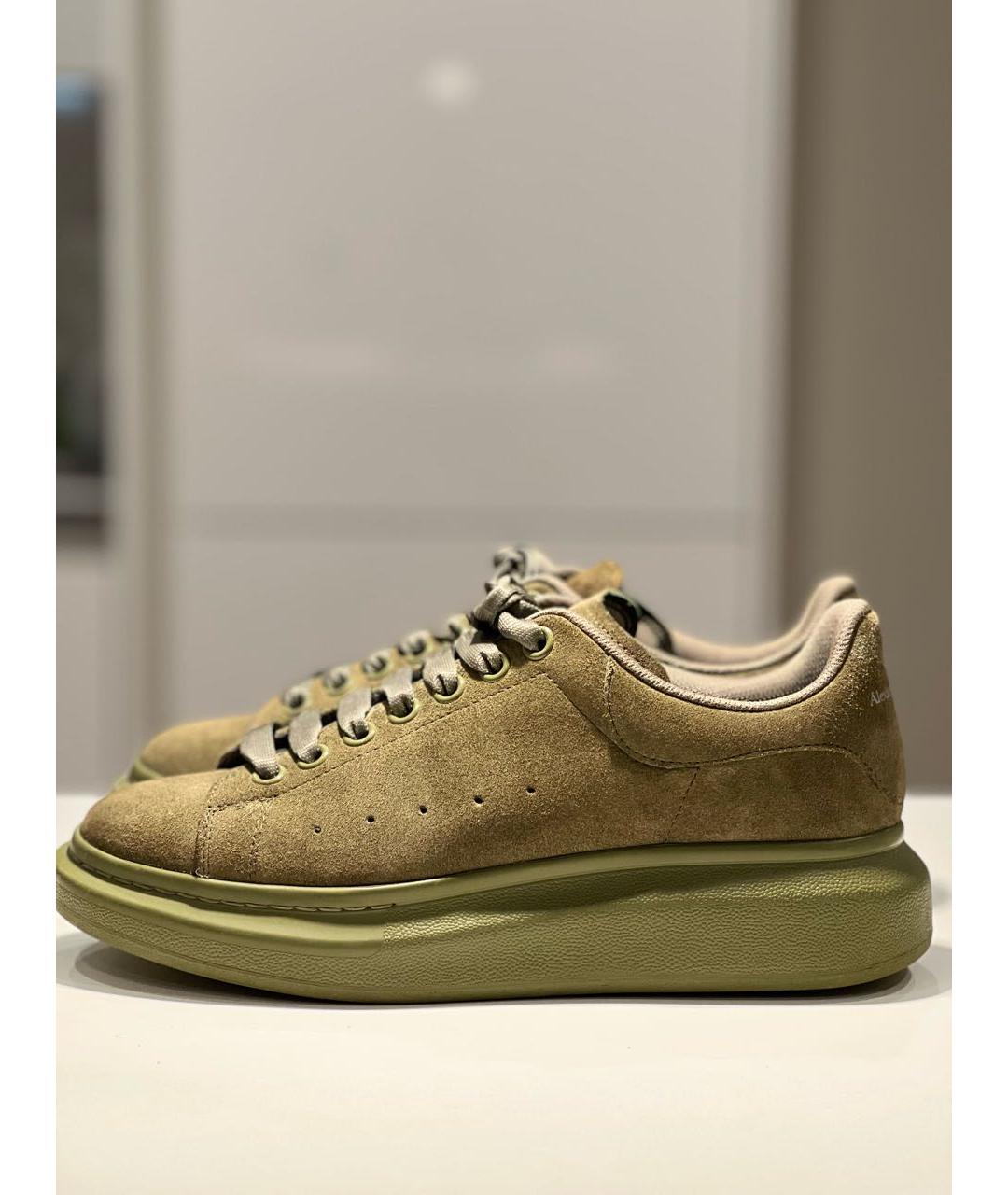 ALEXANDER MCQUEEN Зеленые замшевые низкие кроссовки / кеды, фото 7