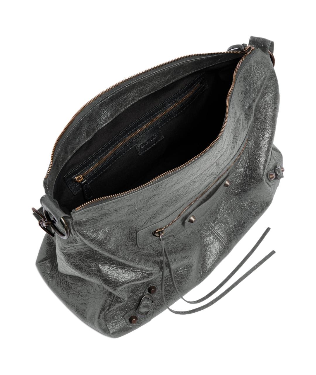 BALENCIAGA Серая кожаная сумка на плечо, фото 5