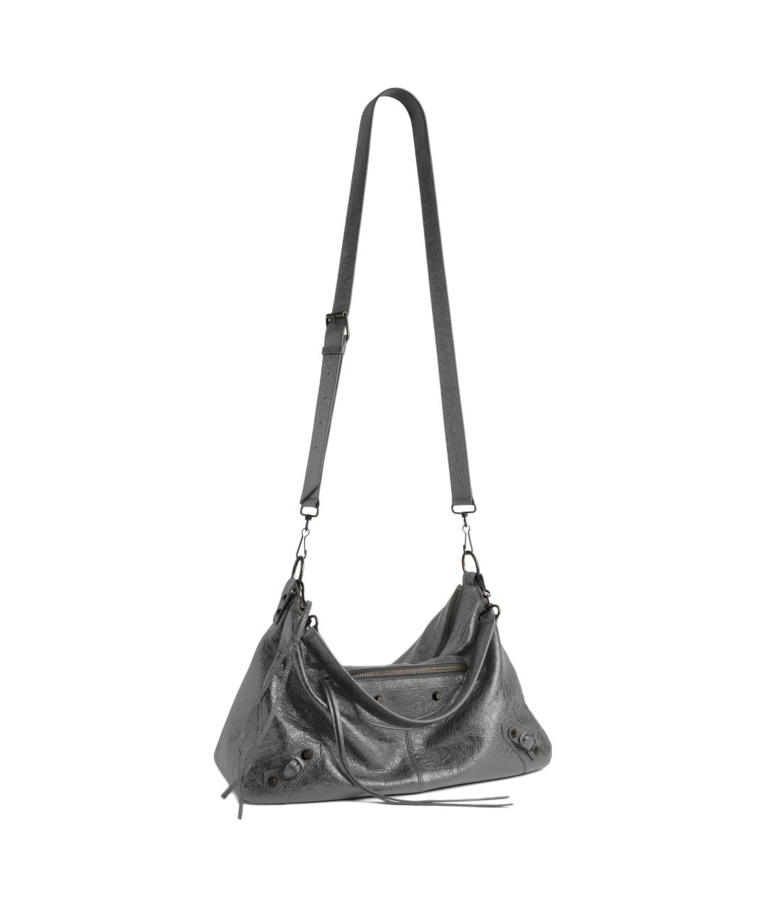 BALENCIAGA Серая кожаная сумка на плечо, фото 4