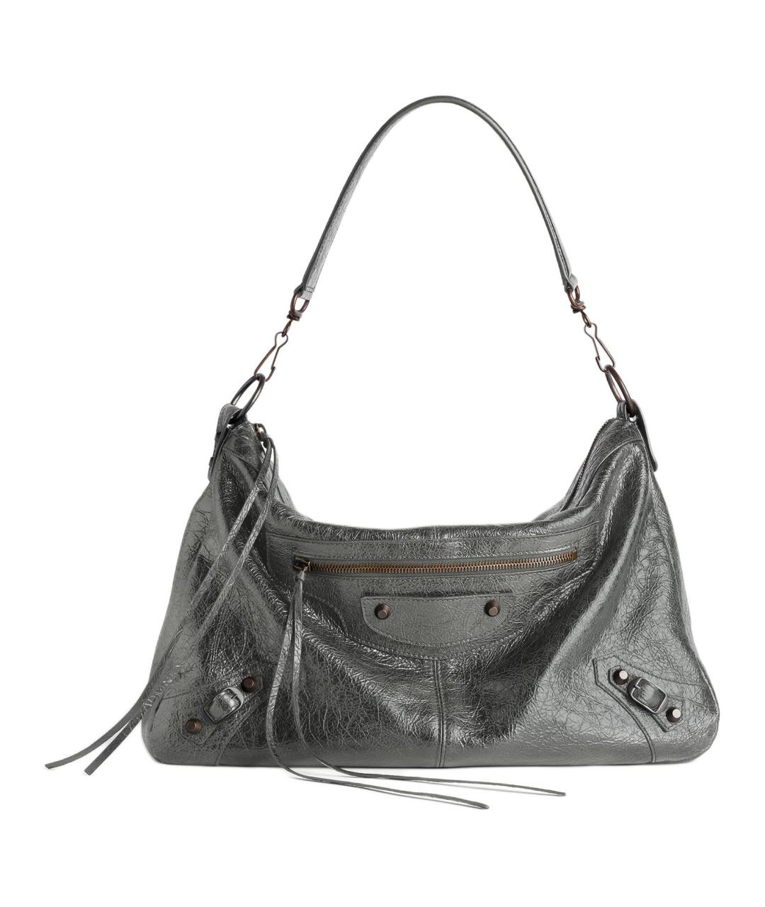 BALENCIAGA Серая кожаная сумка на плечо, фото 1