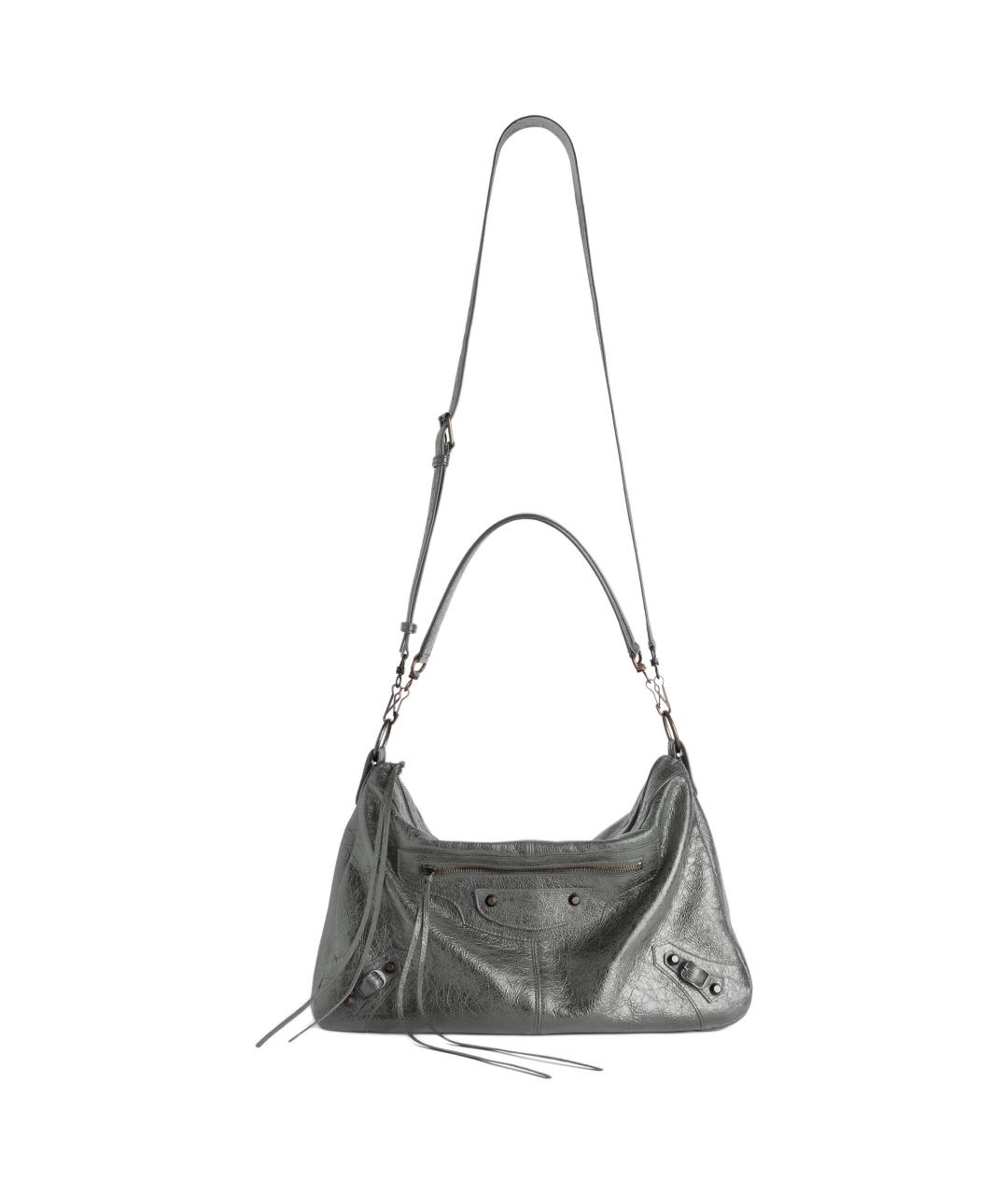 BALENCIAGA Серая кожаная сумка на плечо, фото 2