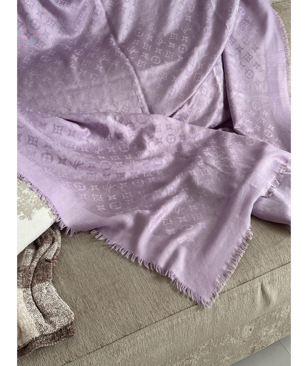 LOUIS VUITTON Фиолетовый шелковый платок, фото 4