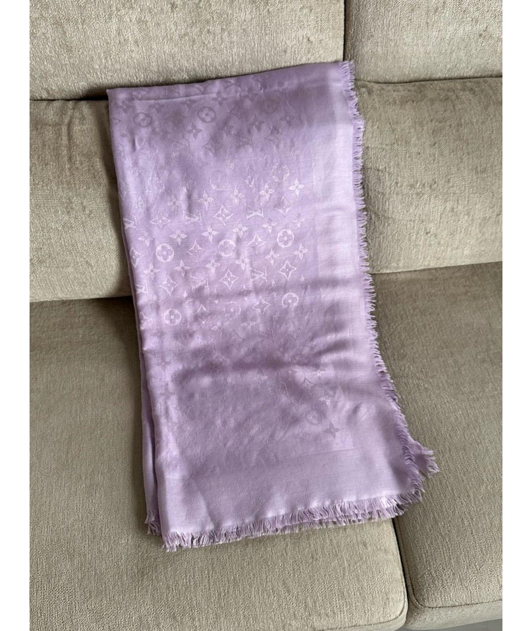 LOUIS VUITTON Фиолетовый шелковый платок, фото 2