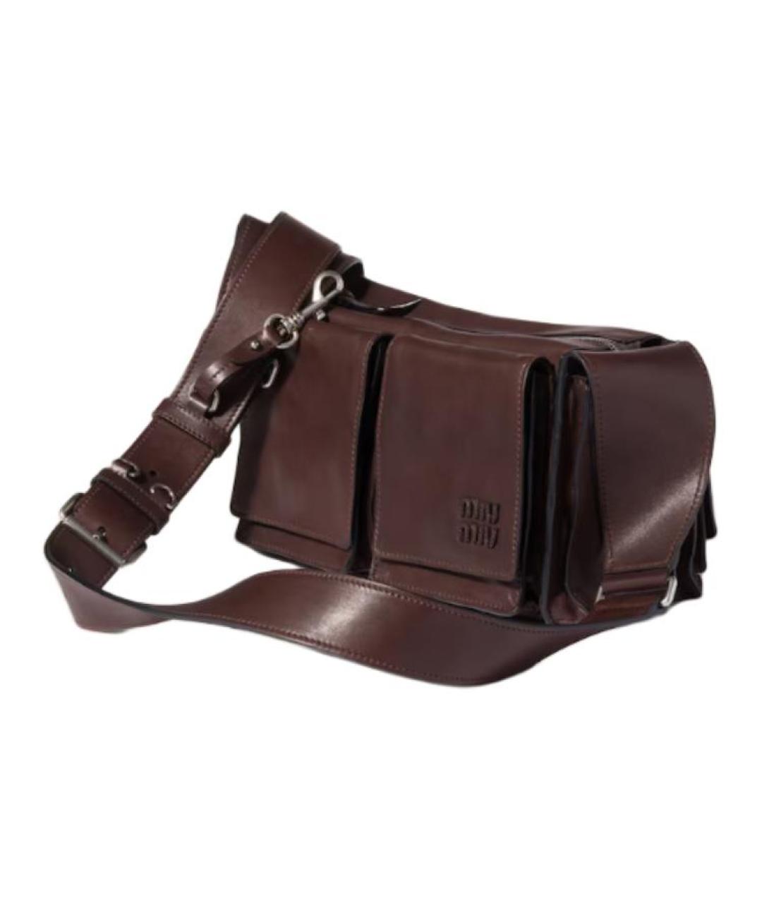 MIU MIU Бордовая кожаная сумка через плечо, фото 1