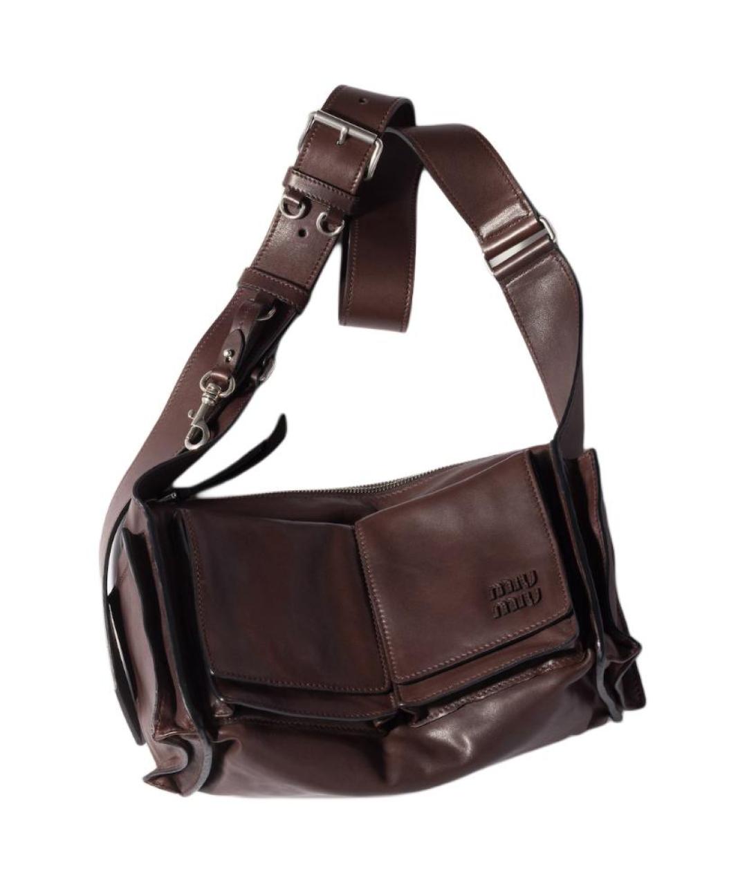 MIU MIU Бордовая кожаная сумка через плечо, фото 3