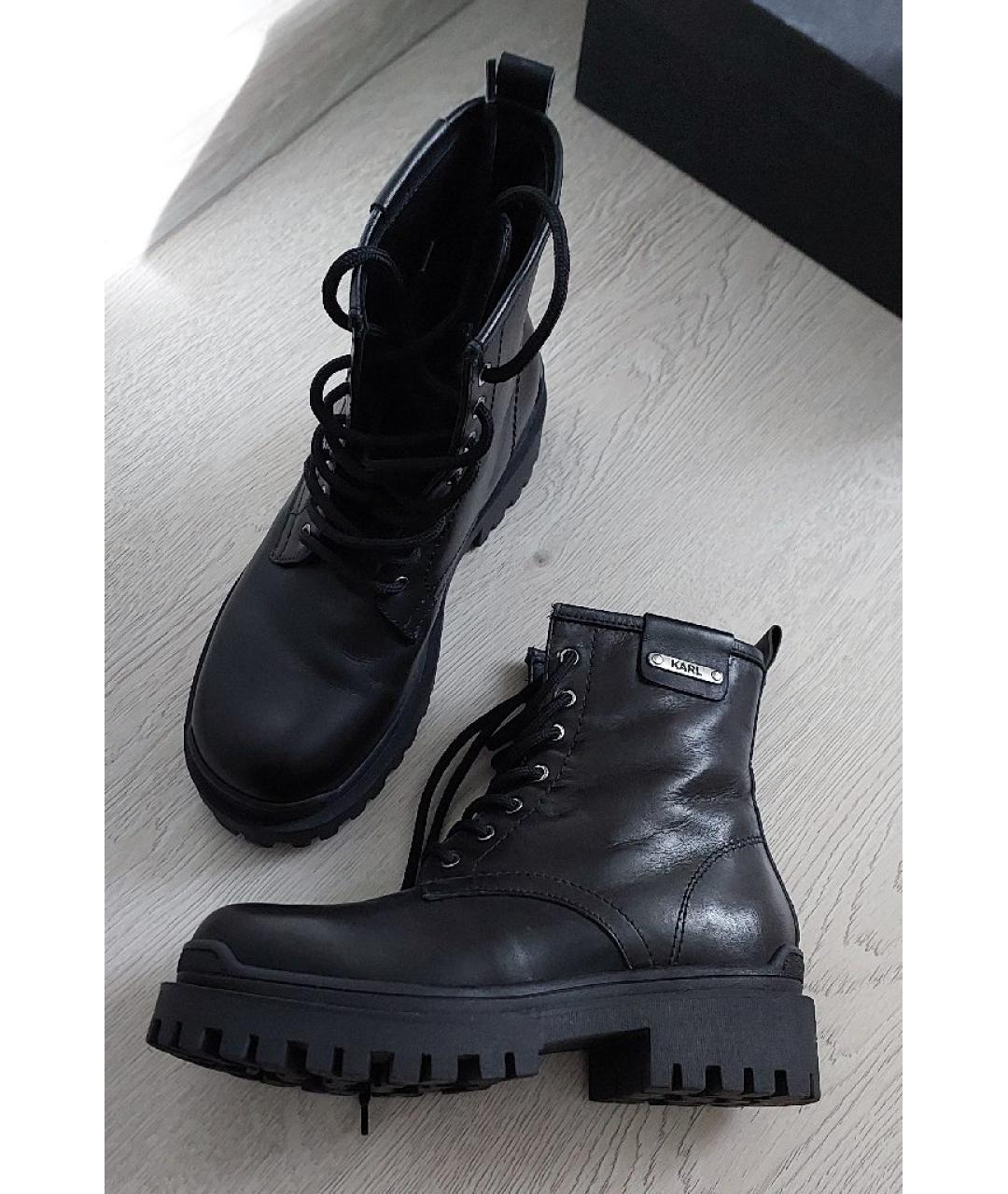 KARL LAGERFELD Черные кожаные ботинки, фото 10
