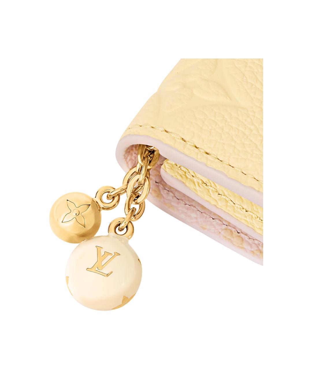 LOUIS VUITTON Желтый кожаный кошелек, фото 5