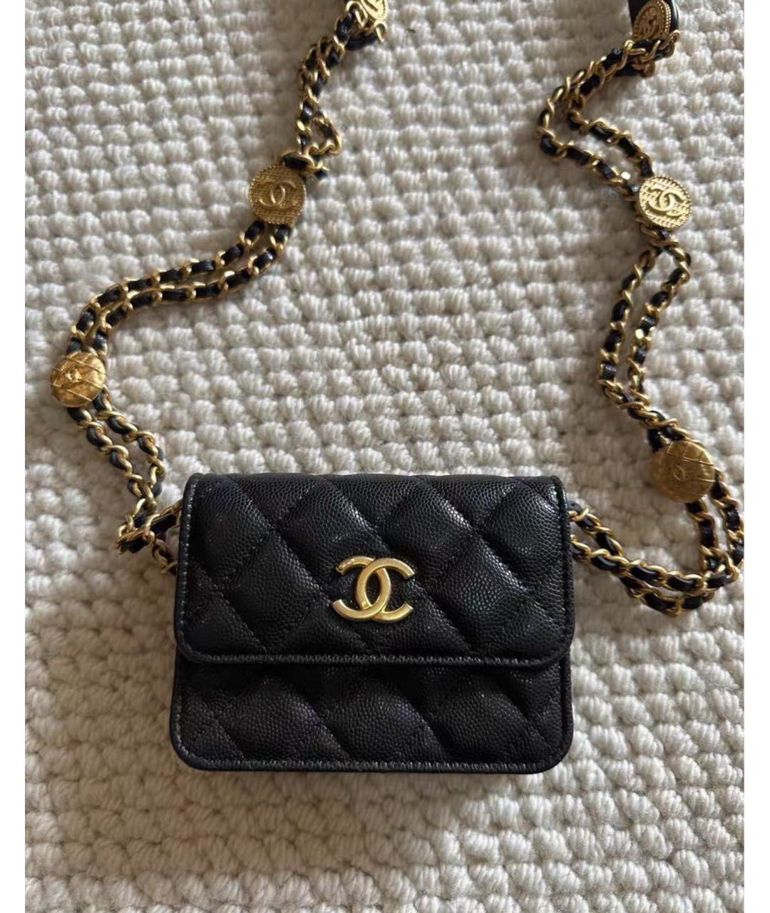 CHANEL Черная кожаная сумка через плечо, фото 2