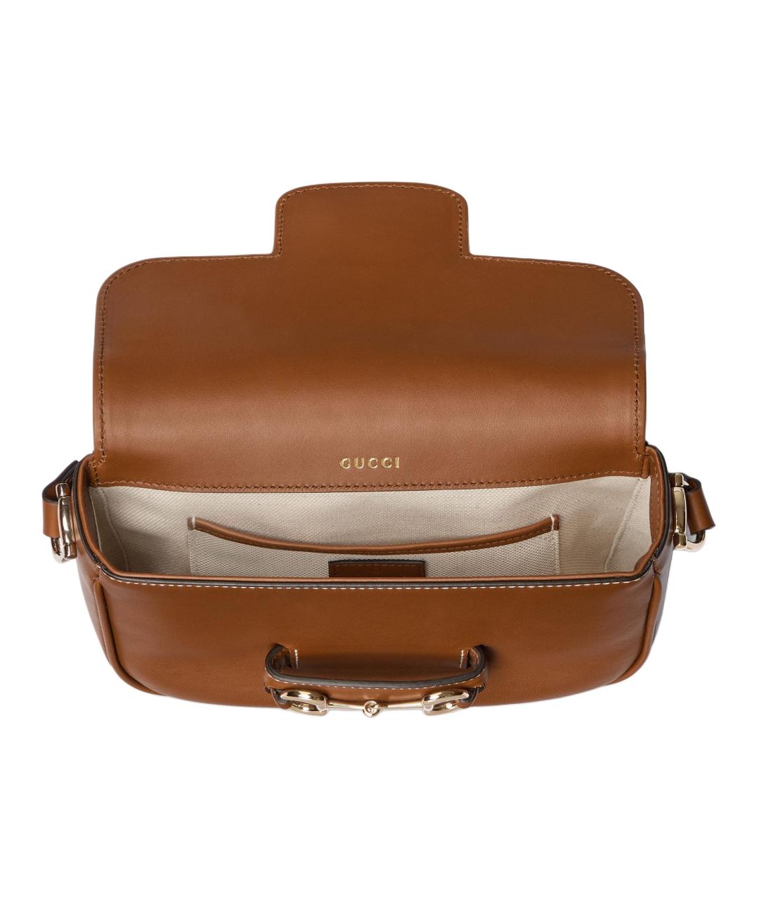 GUCCI Коричневая кожаная сумка через плечо, фото 5