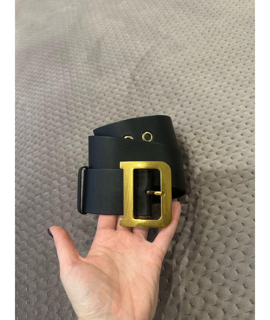 CHRISTIAN DIOR Черный кожаный ремень, фото 2