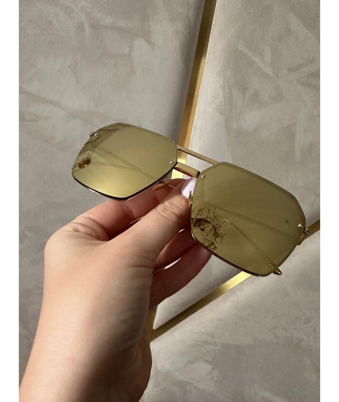 BOTTEGA VENETA Золотые металлические солнцезащитные очки, фото 2