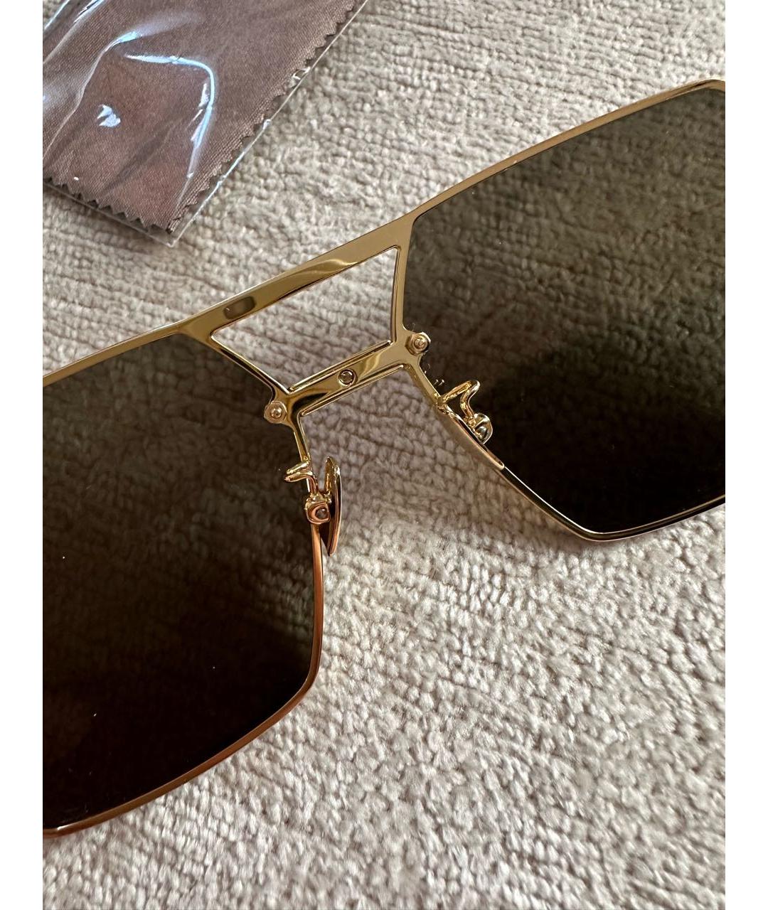 BOTTEGA VENETA Золотые металлические солнцезащитные очки, фото 5