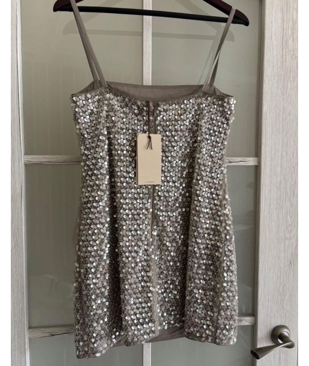 12 STOREEZ Бежевое шелковое коктейльное платье, фото 3