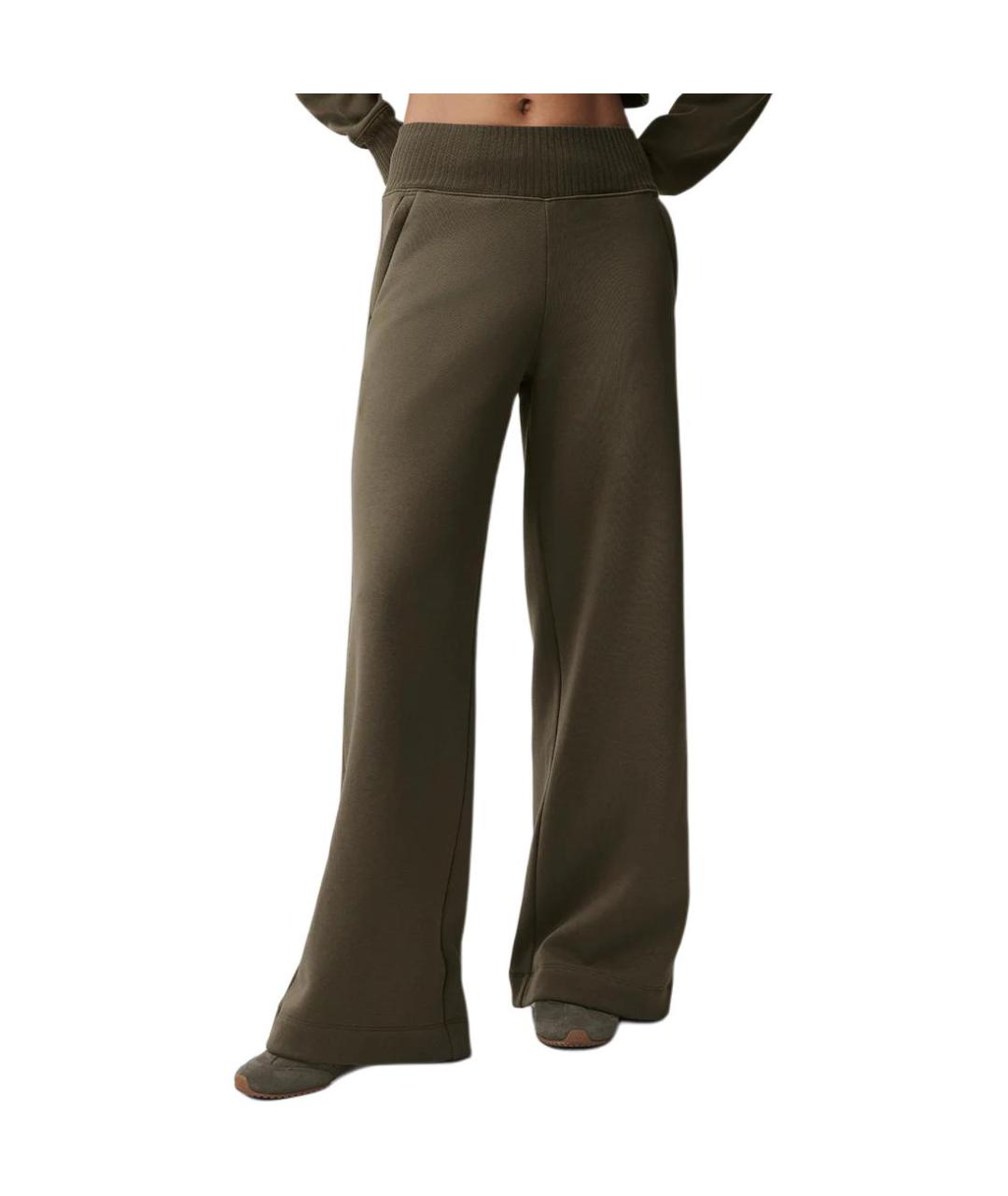 ALO YOGA Зеленые прямые брюки, фото 2